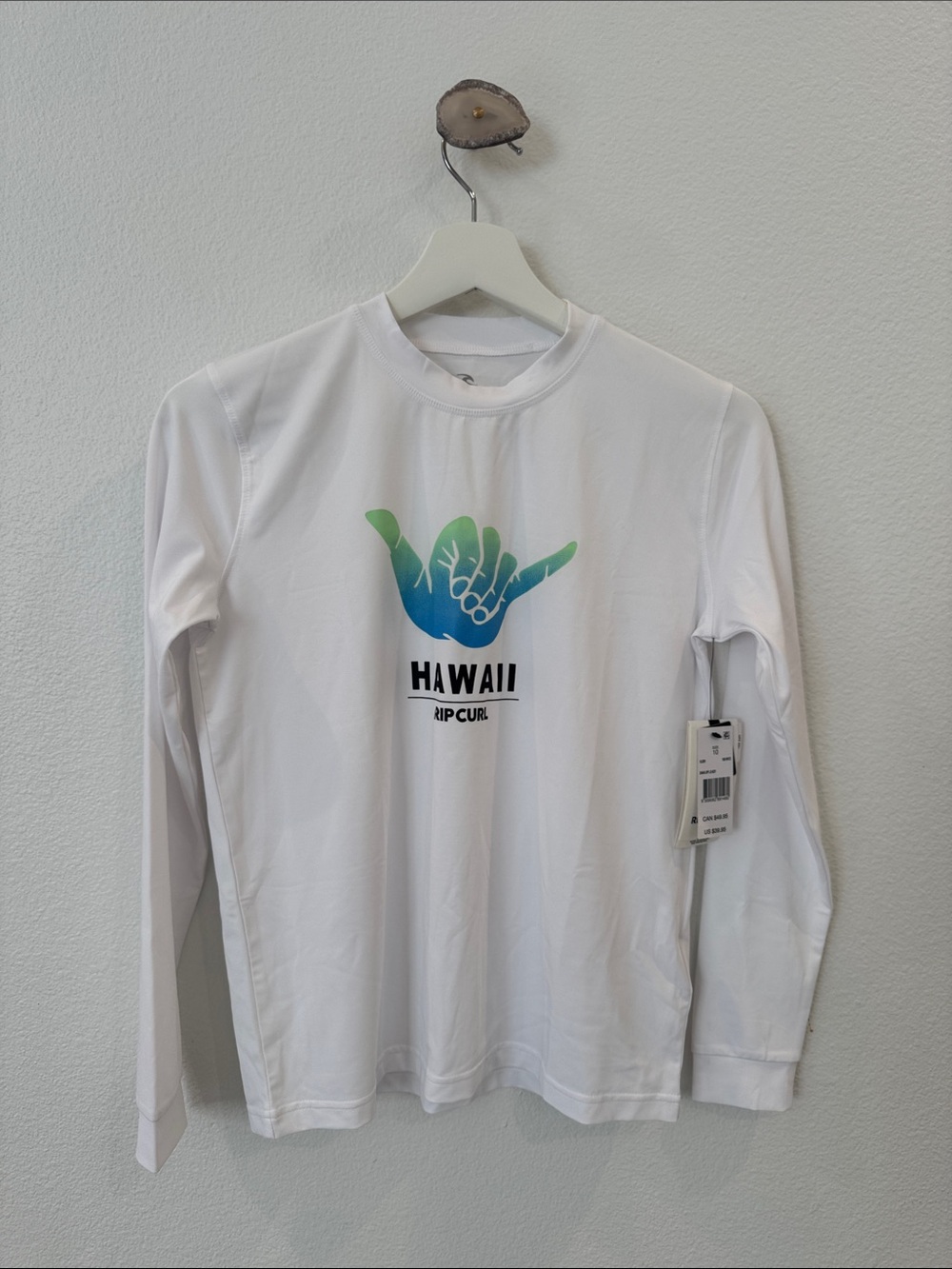 NWT Rip Curl rashguard UPF 50+ Hang loose Hawaii Kids unisex swim size 10